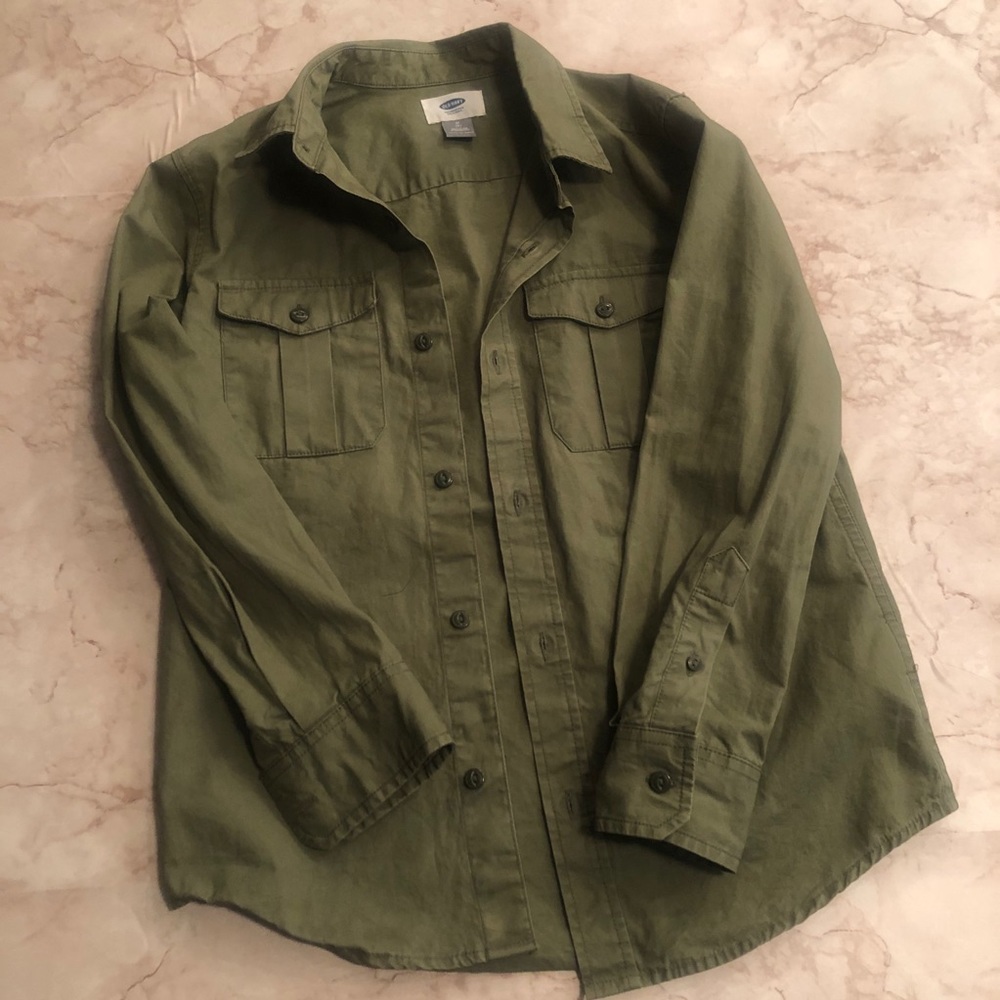 Boys Green Button Up